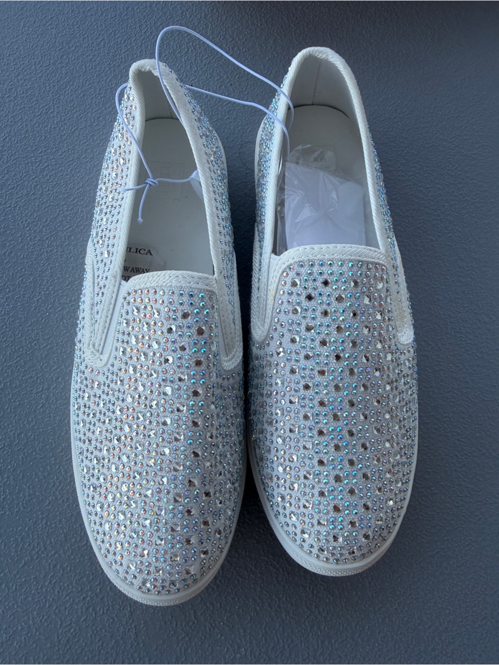 David’s Bridal Embellished Crystal Slip-On Sneakers - White